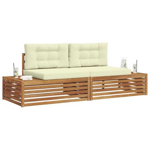 Комплект дивани за открито 2 Брой Натурален и Крема