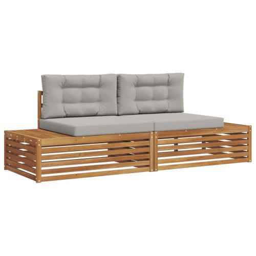 Комплект дивани за открито 2 Брой Естествено и светло сиво