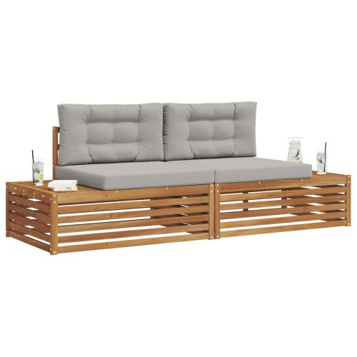 Комплект дивани за открито 2 Брой Естествено и светло сиво