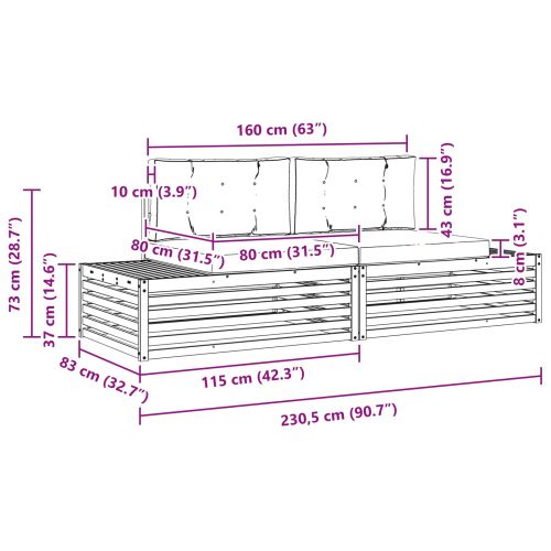 Комплект дивани за открито 2 Брой Натурален и Антрацит