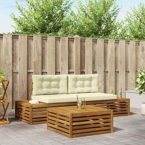 Комплект дивани за открито 3 Брой Натурален и Крема