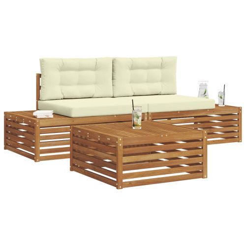 Комплект дивани за открито 3 Брой Натурален и Крема