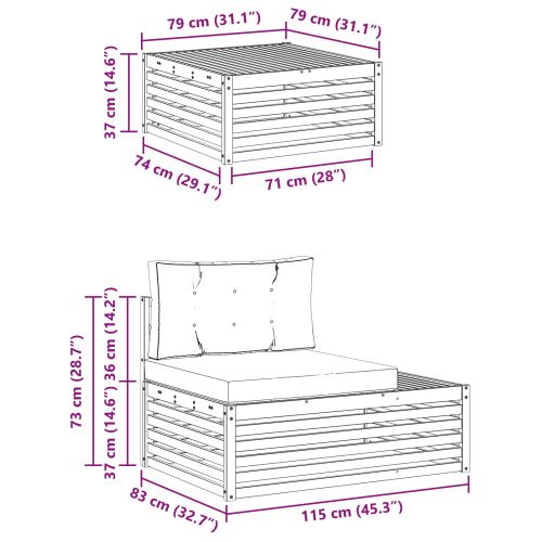 Комплект дивани за открито 3 Брой Натурален и Крема