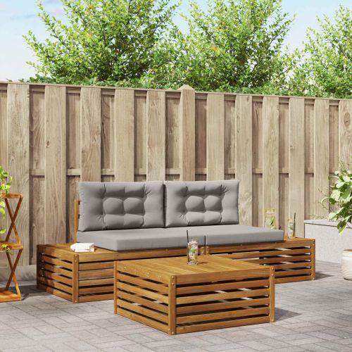 Комплект дивани за открито 3 Брой Естествено и светло сиво