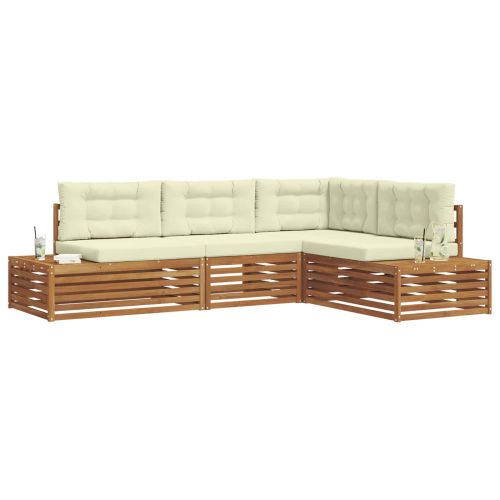 Комплект дивани за открито 4 Брой Натурален и Крема