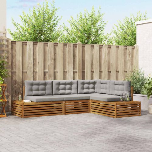 Комплект дивани за открито 4 Брой Естествено и светло сиво