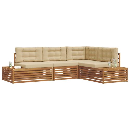 Комплект дивани за открито 4 Брой Натурален и Бежов