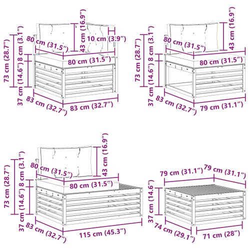 Комплект дивани за открито 5 Брой Естествено и светло сиво