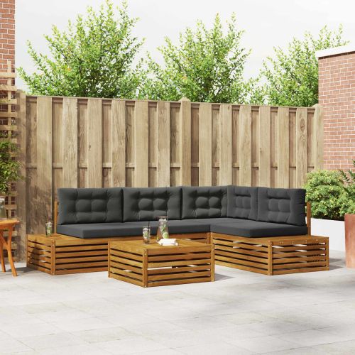 Комплект дивани за открито 5 Брой Натурален и Антрацит