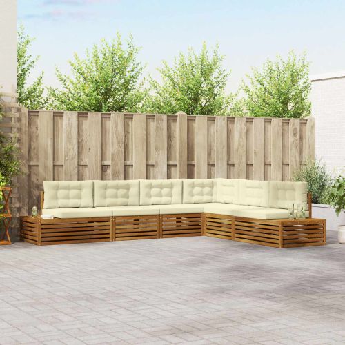 Комплект дивани за открито 6 Брой Натурален и Крема