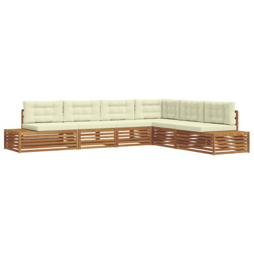Комплект дивани за открито 6 Брой Натурален и Крема