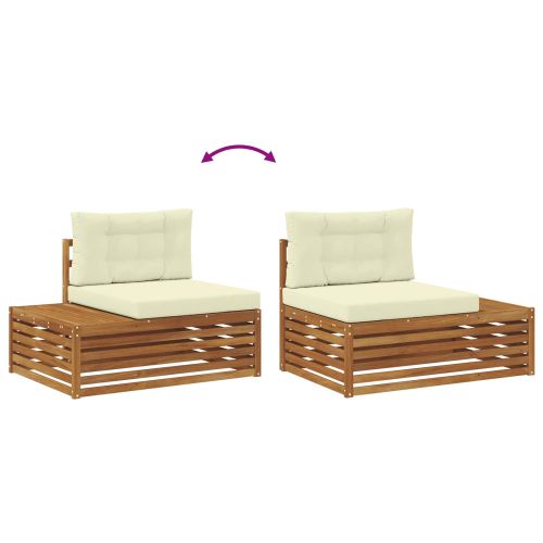 Комплект дивани за открито 7 Брой Натурален и Крема