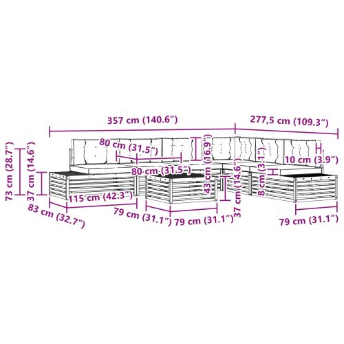 Комплект дивани за открито 7 Брой Натурален и Антрацит