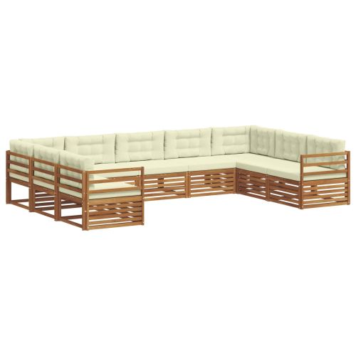 Комплекти дивани 9 pcs Натурален и Крема Солидно акациево дърво