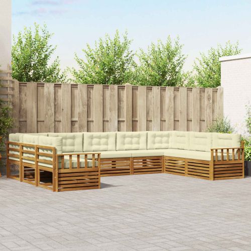 Комплекти дивани 9 pcs Натурален и Крема Солидно акациево дърво