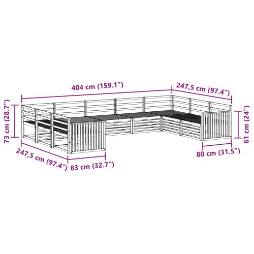 Комплекти дивани 9 pcs Естествен Солидно акациево дърво