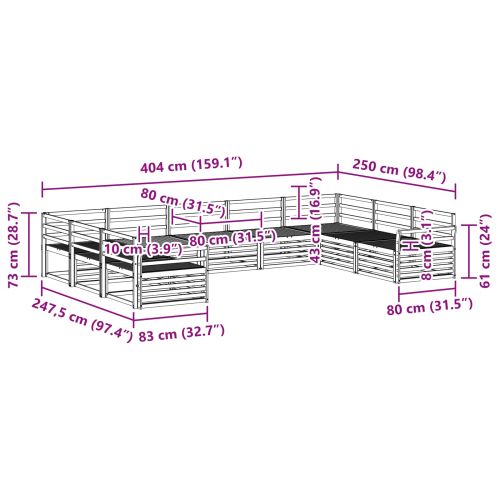 Комплекти дивани 9 pcs Естествен Солидно акациево дърво