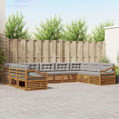 Комплекти дивани с възглавница 9 pcs Естествено и светло сиво