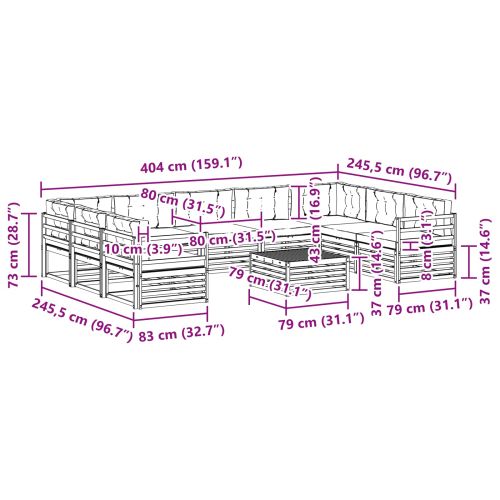 Комплекти дивани с възглавница 10 pcs Натурален и Крема