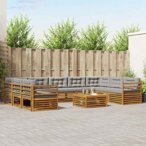 Комплекти дивани с възглавница 10 pcs Естествено и светло сиво