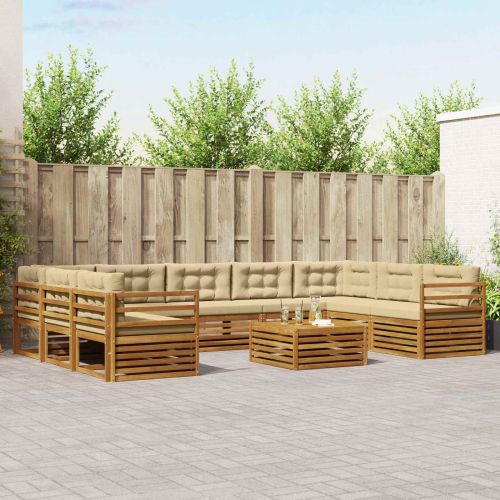 Комплекти дивани с възглавница 10 pcs Натурален и Бежов