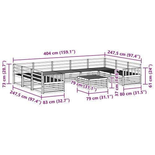 Комплекти дивани 10 pcs Естествен Солидно акациево дърво
