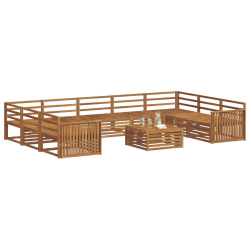 Комплекти дивани 10 pcs Естествен Солидно акациево дърво