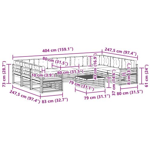 Комплекти дивани с възглавница 10 pcs Натурален и Крема