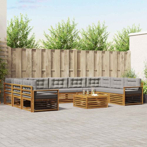 Комплекти дивани с възглавница 10 pcs Естествено и светло сиво