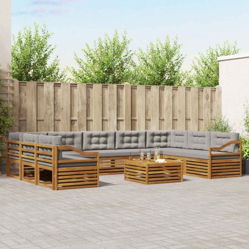 Комплекти дивани с възглавница 10 pcs Естествено и светло сиво