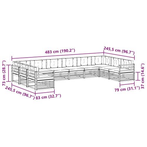 Комплекти дивани с възглавница 10 pcs Естествено и светло сиво