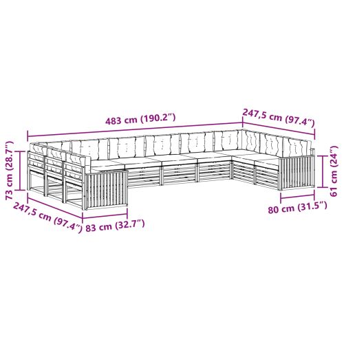 Комплекти дивани с възглавница 10 pcs Натурален и Крема