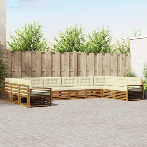 Комплекти дивани с възглавница 10 pcs Натурален и Крема