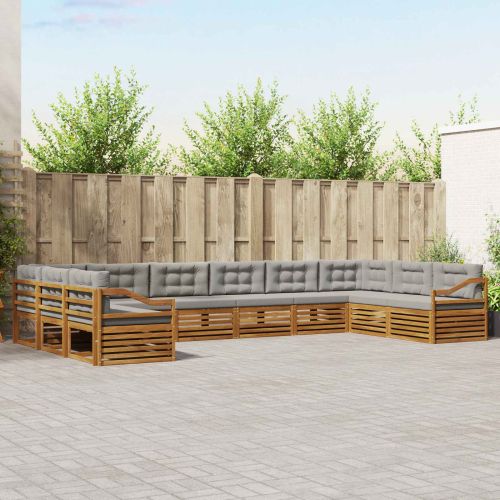 Комплекти дивани с възглавница 10 pcs Естествено и светло сиво