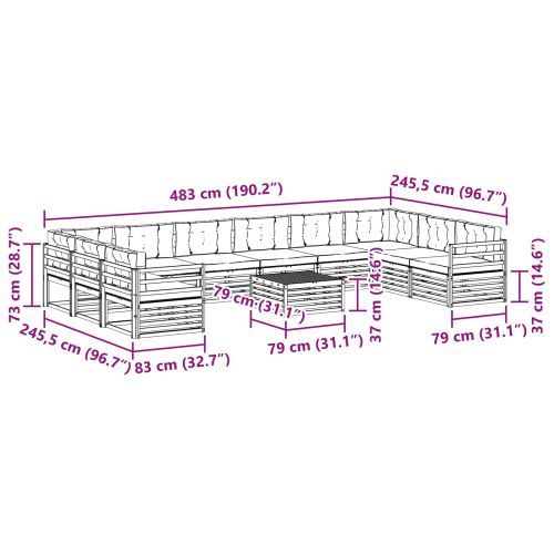 Комплекти дивани с възглавница 11 pcs Натурален и Крема