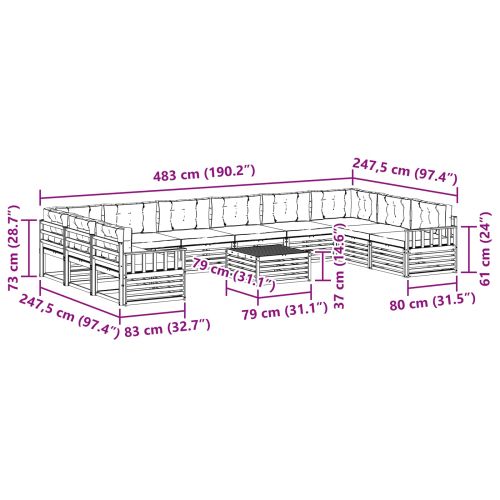 Комплекти дивани с възглавница 11 pcs Натурален и Крема
