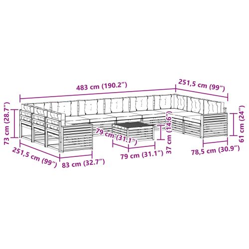 Комплекти дивани с възглавница 11 pcs Натурален и Крема