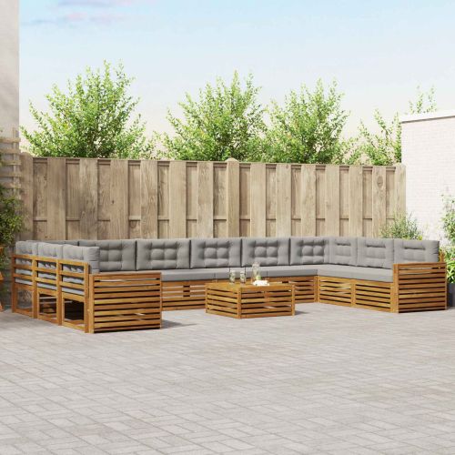 Комплекти дивани с възглавница 11 pcs Естествено и светло сиво