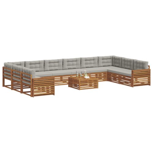 Комплекти дивани с възглавница 11 pcs Естествено и светло сиво