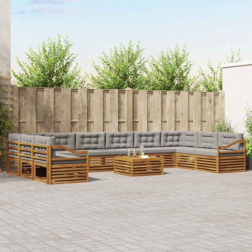 Комплекти дивани с възглавница 11 pcs Естествено и светло сиво