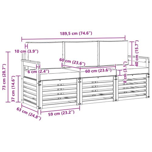 Комплекти дивани 3 pcs Натурален и Бежов Солидно акациево дърво