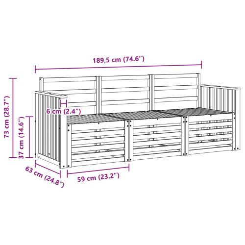 Комплекти дивани 3 pcs Естествен Солидно акациево дърво
