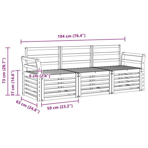 Комплекти дивани 3 pcs Естествен Солидно акациево дърво