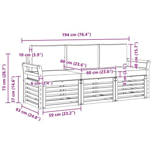 Комплекти дивани с възглавница 3 pcs Натурален и Антрацит