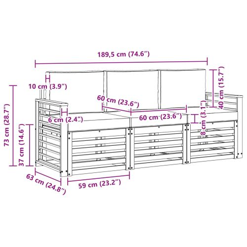 Комплекти дивани 3 pcs Натурален и Крема Солидно акациево дърво