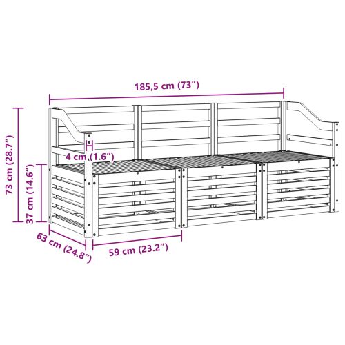 Комплекти дивани 3 pcs Естествен Солидно акациево дърво