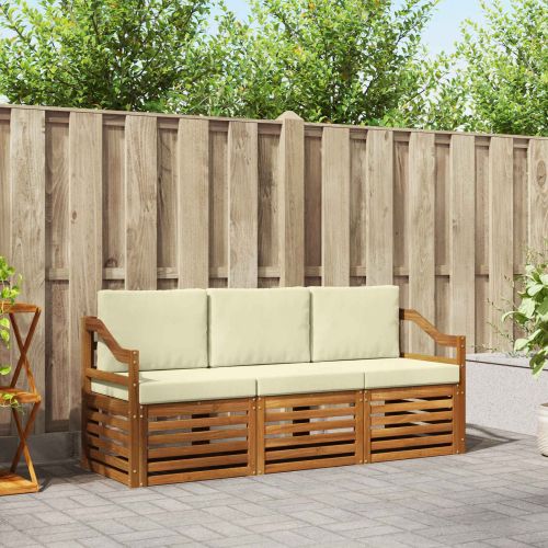 Комплекти дивани 3 pcs Натурален и Крема Солидно акациево дърво