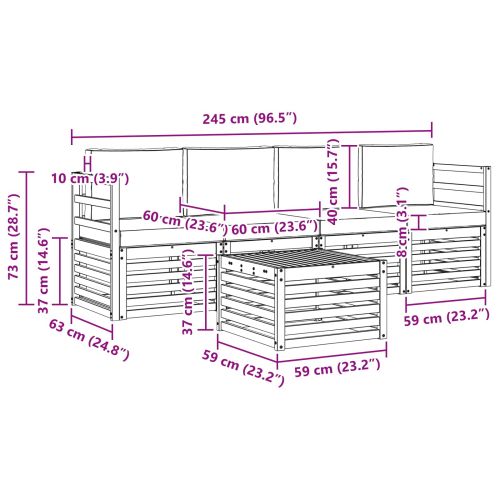 Комплекти дивани 5 pcs Натурален и Бежов Солидно акациево дърво
