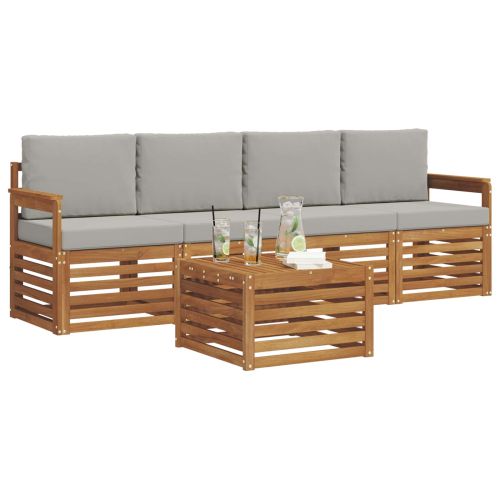 Комплекти дивани с възглавница 5 pcs Естествено и светло сиво