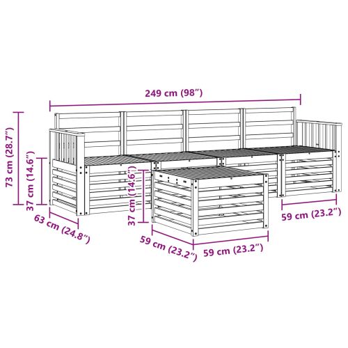 Комплекти дивани 5 pcs Естествен Солидно акациево дърво